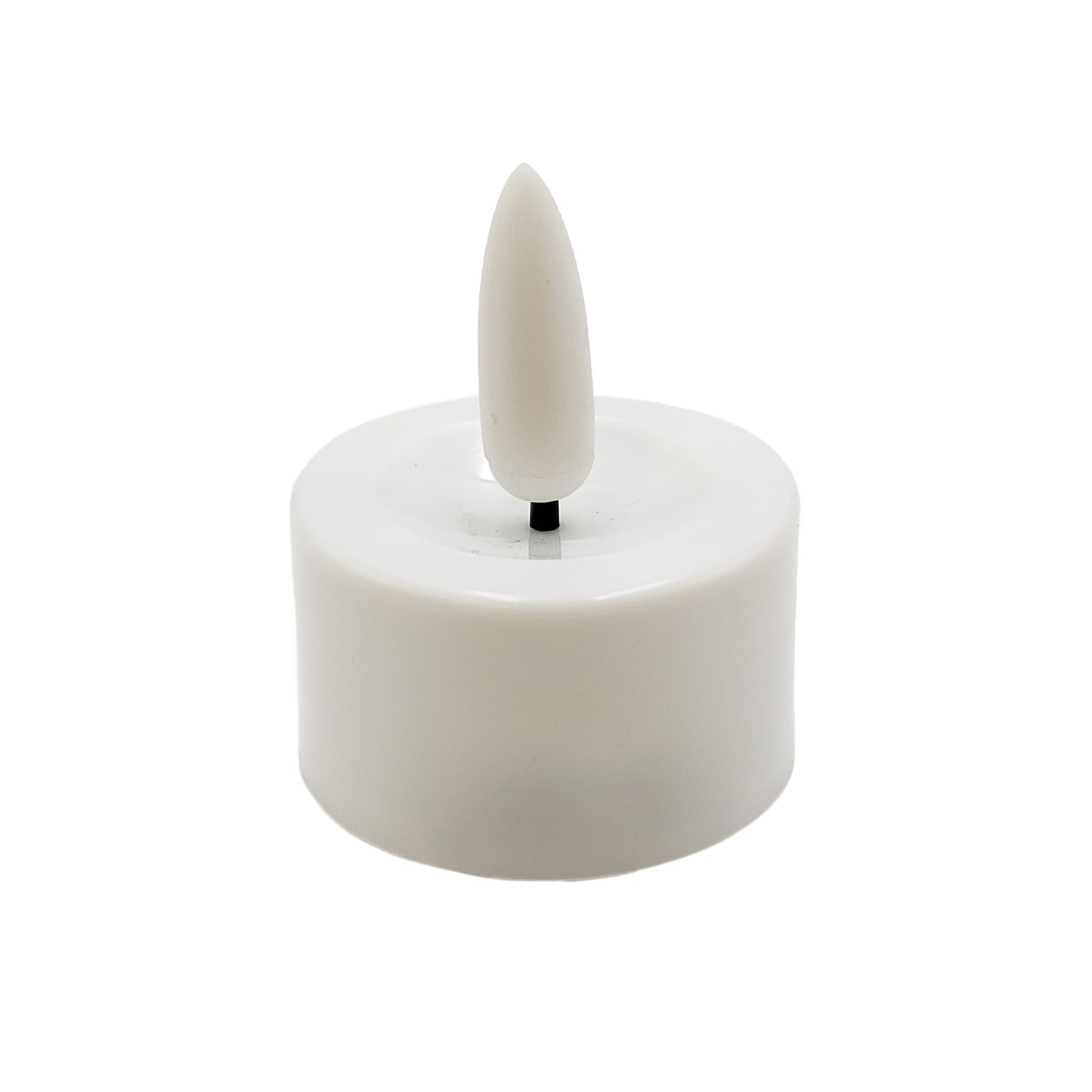 Battery-Operated 3D Wick Flame Tea Lights, White - Set of 12 - White