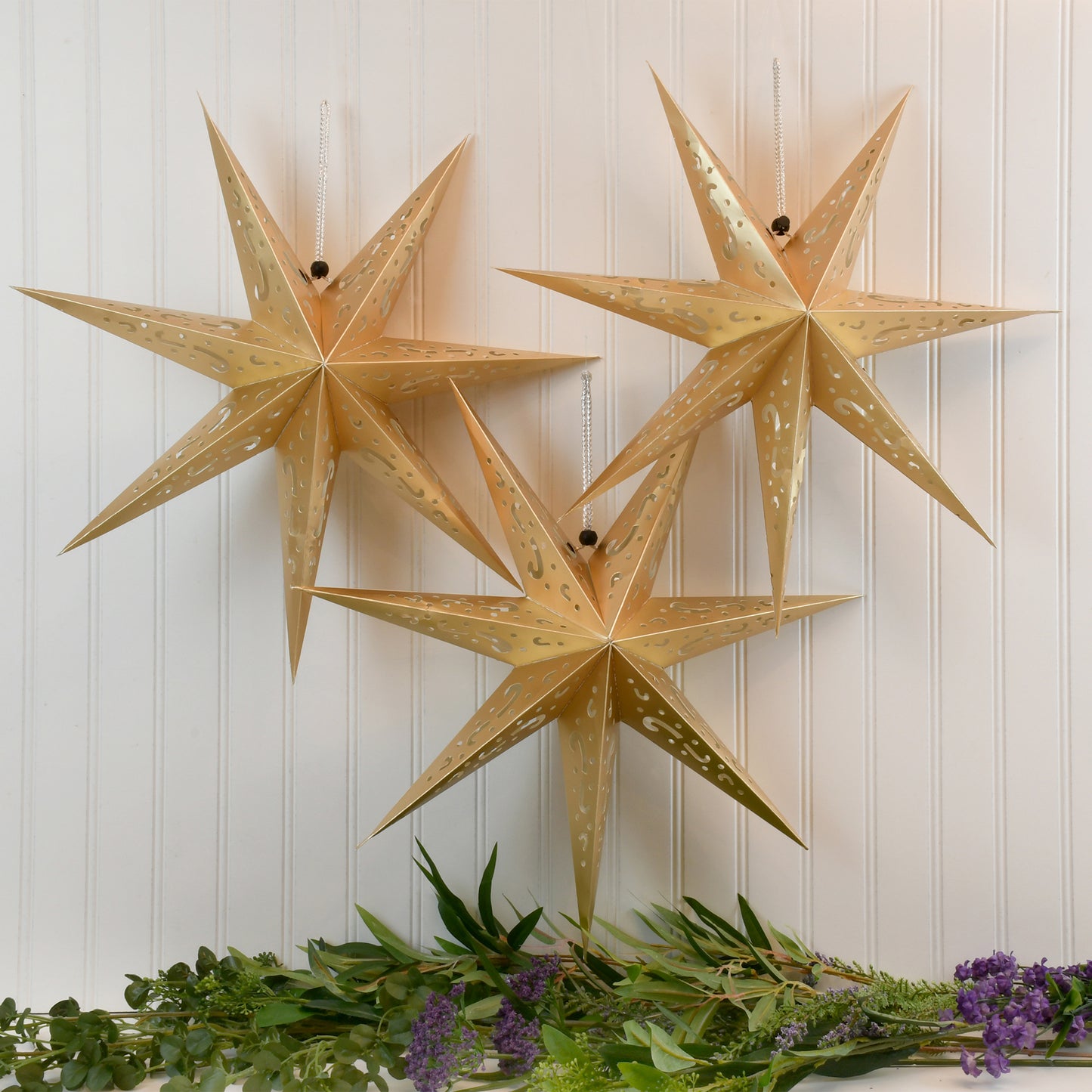 Hanging Lantern, Star - Set of 3 - Gold