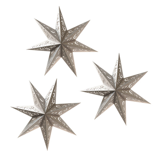 Hanging Lantern, Star - Set of 3 - Silver