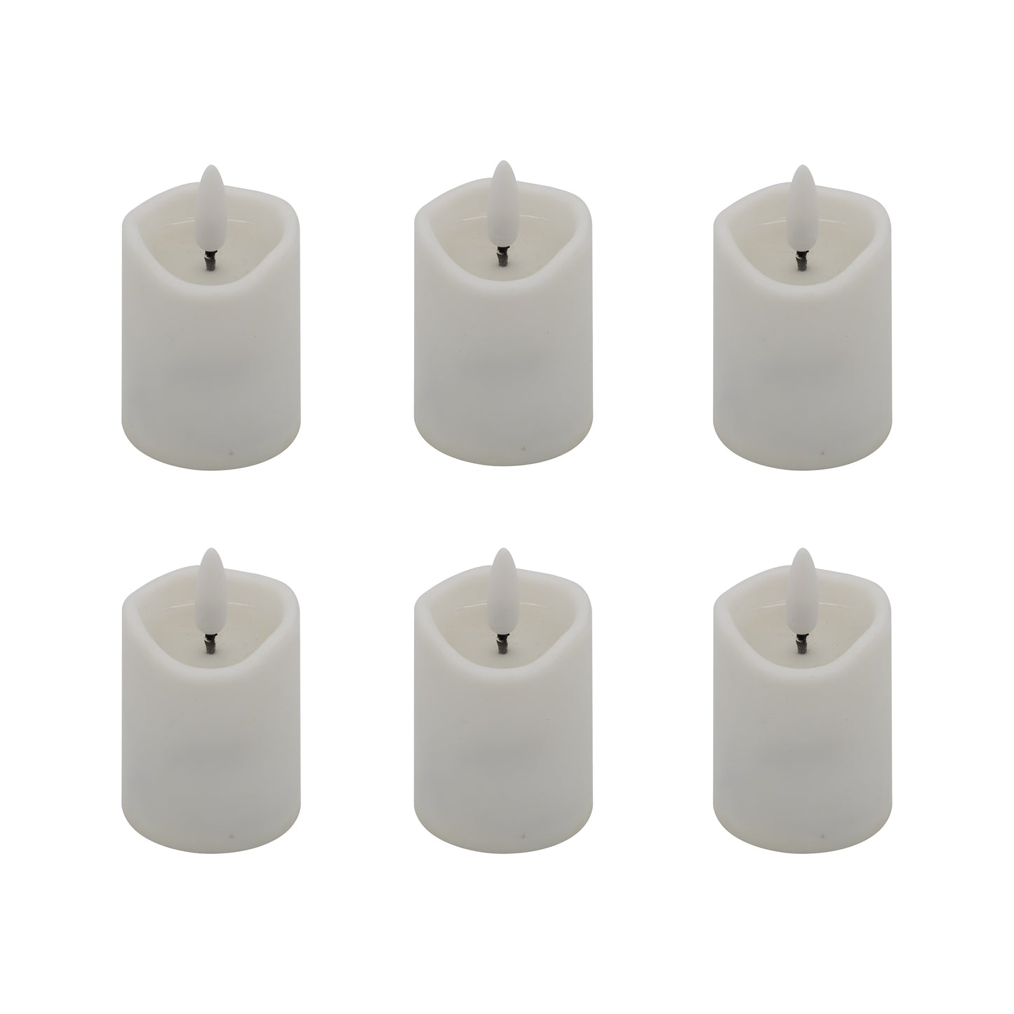 Battery Operated 3D Wick Flame Mini Pillars - Set of 6