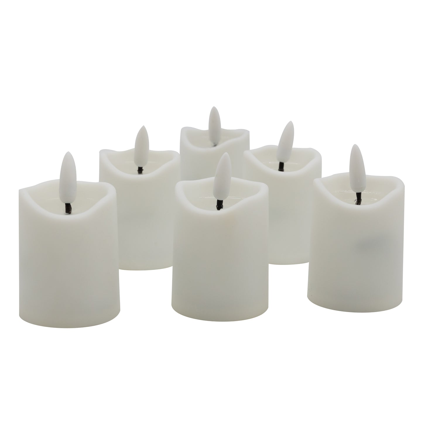 Battery Operated 3D Wick Flame Mini Pillars - Set of 6