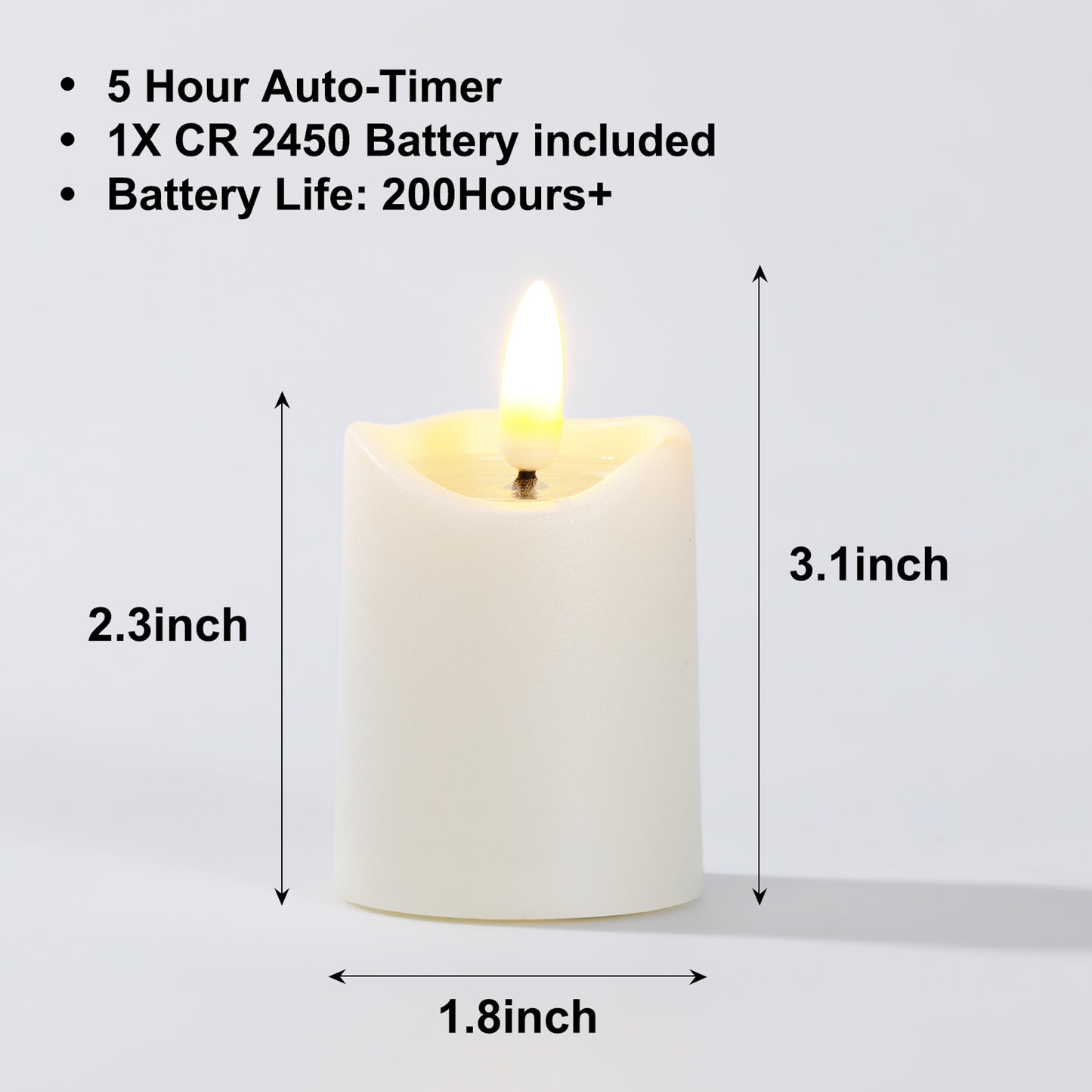 Battery Operated 3D Wick Flame Mini Pillars - Set of 6