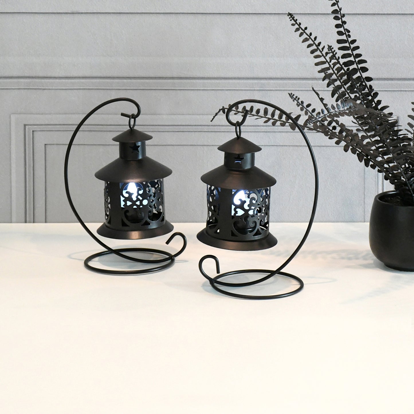 Metal Candleholders - Set of 2 - Black