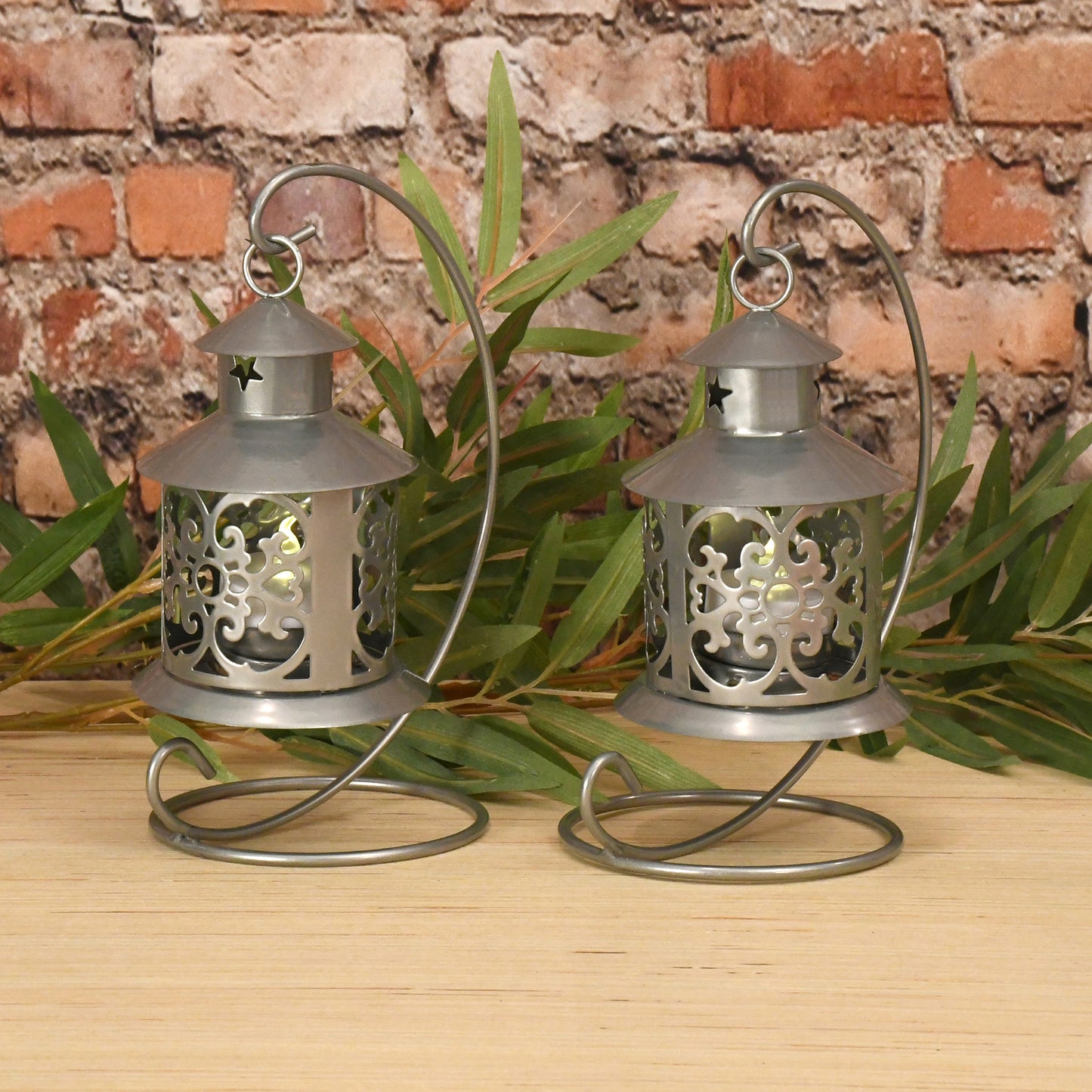 Metal Candleholders - Set of 2 - Silver