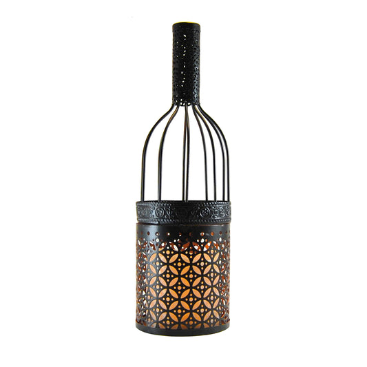 Metal Wine Bottle with Battery Operated Candle