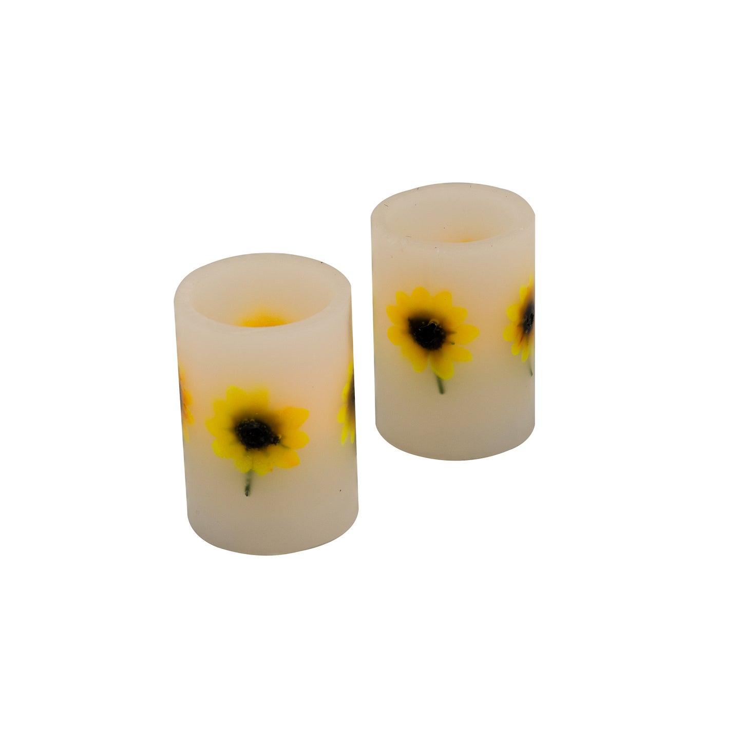 Battery Operated Wax LED Candles, Dried Flowers - Set of 2