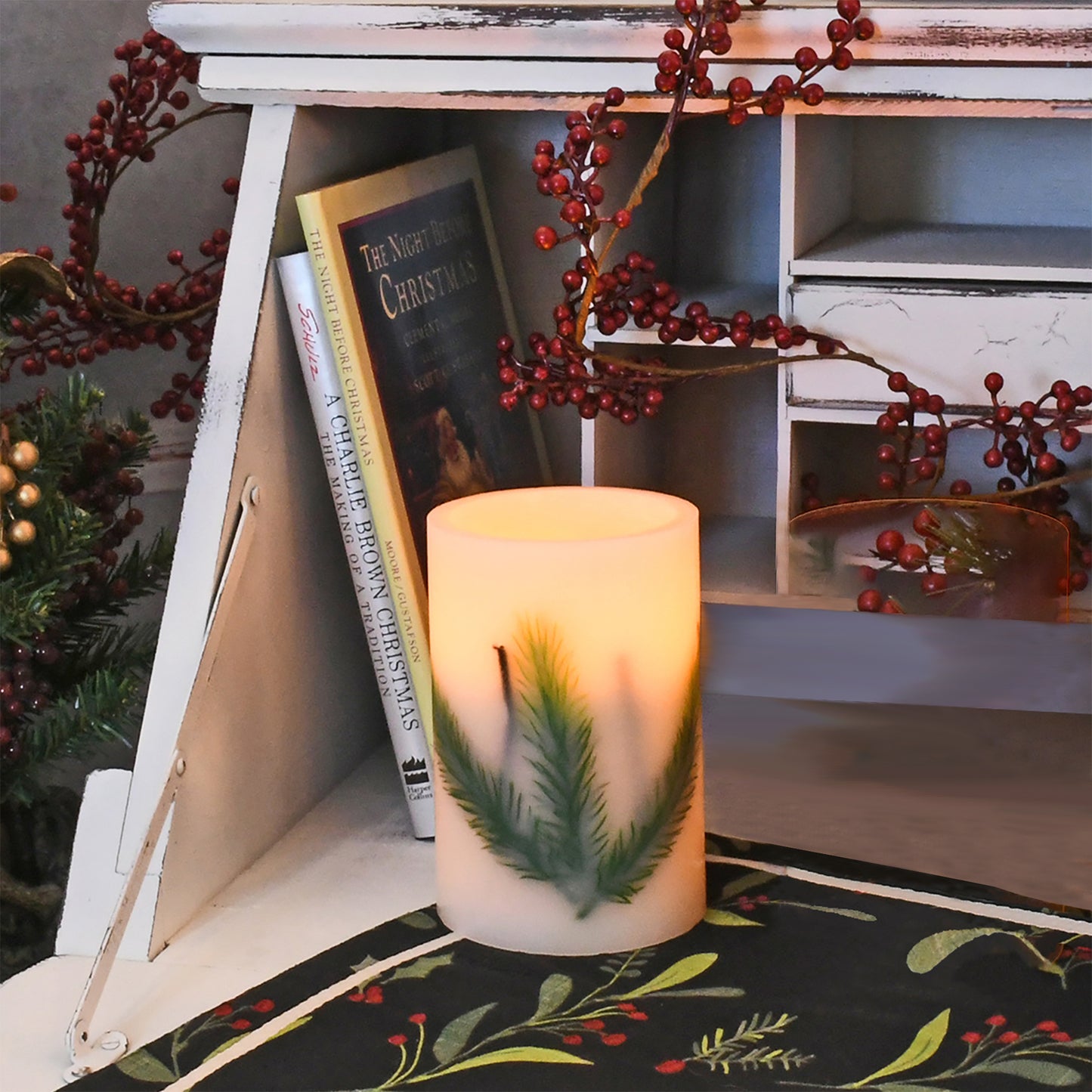 Battery Operated Wax LED Candles - Pine Needle