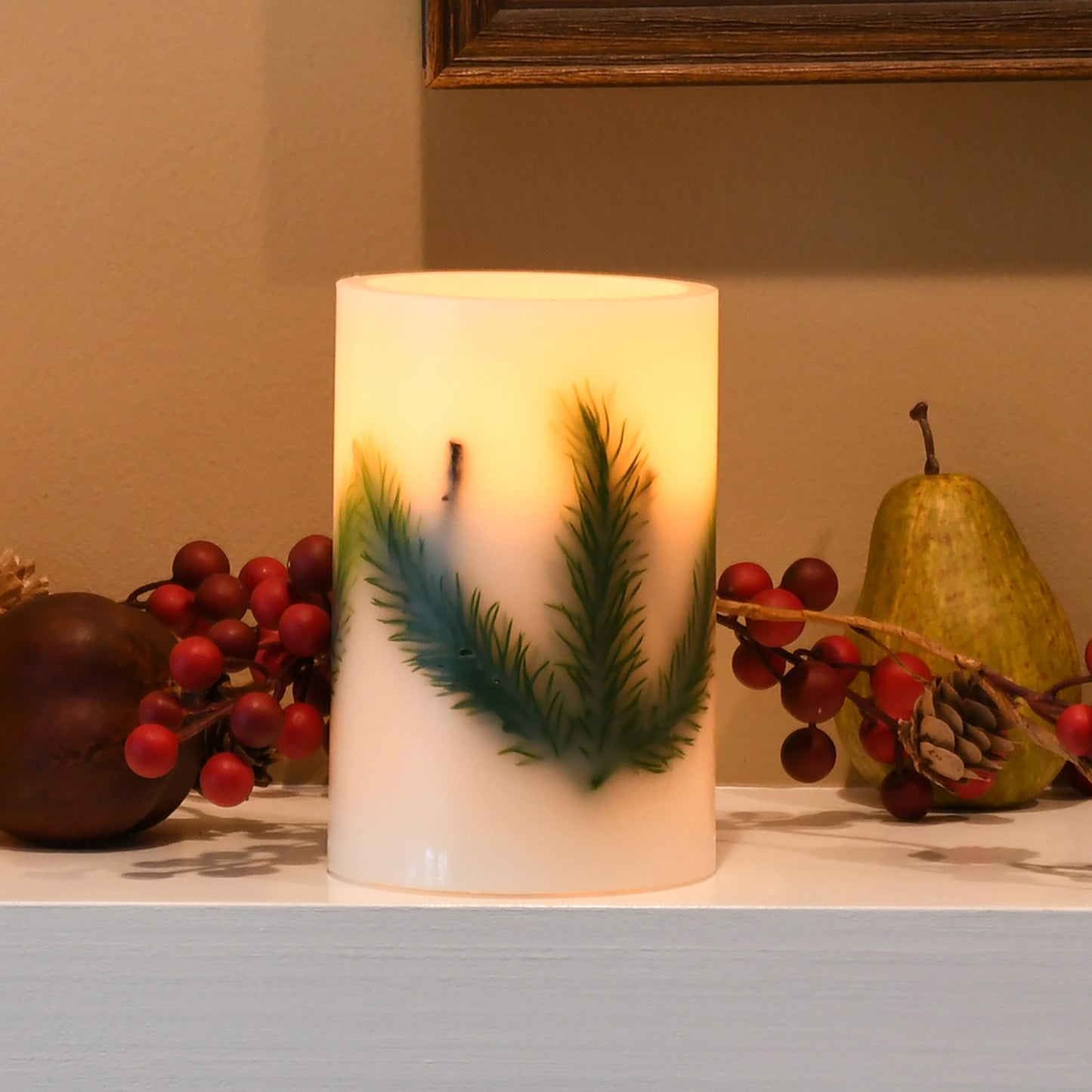 Battery Operated Wax LED Candles - Pine Needle