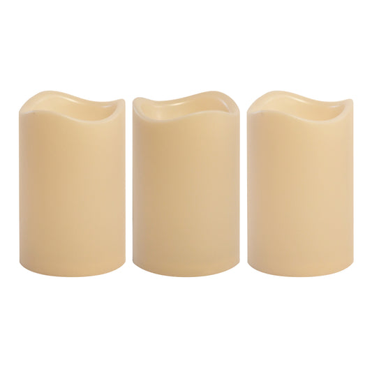 Battery Operated LED Pillar Candles - Set of 3