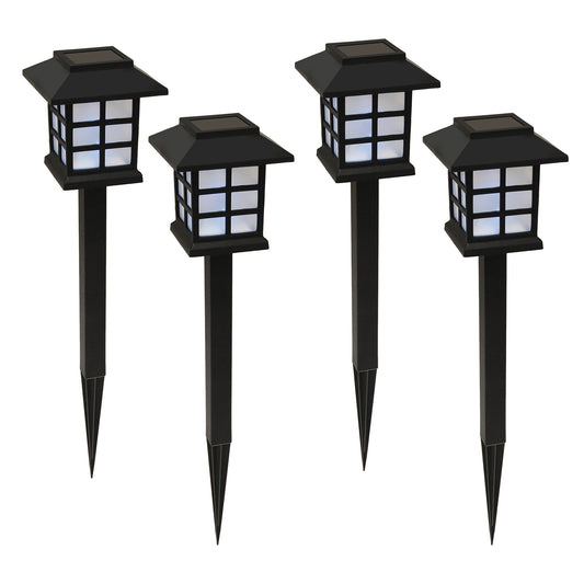 Solar Powered Ground Lights, Black Window - Set of 4